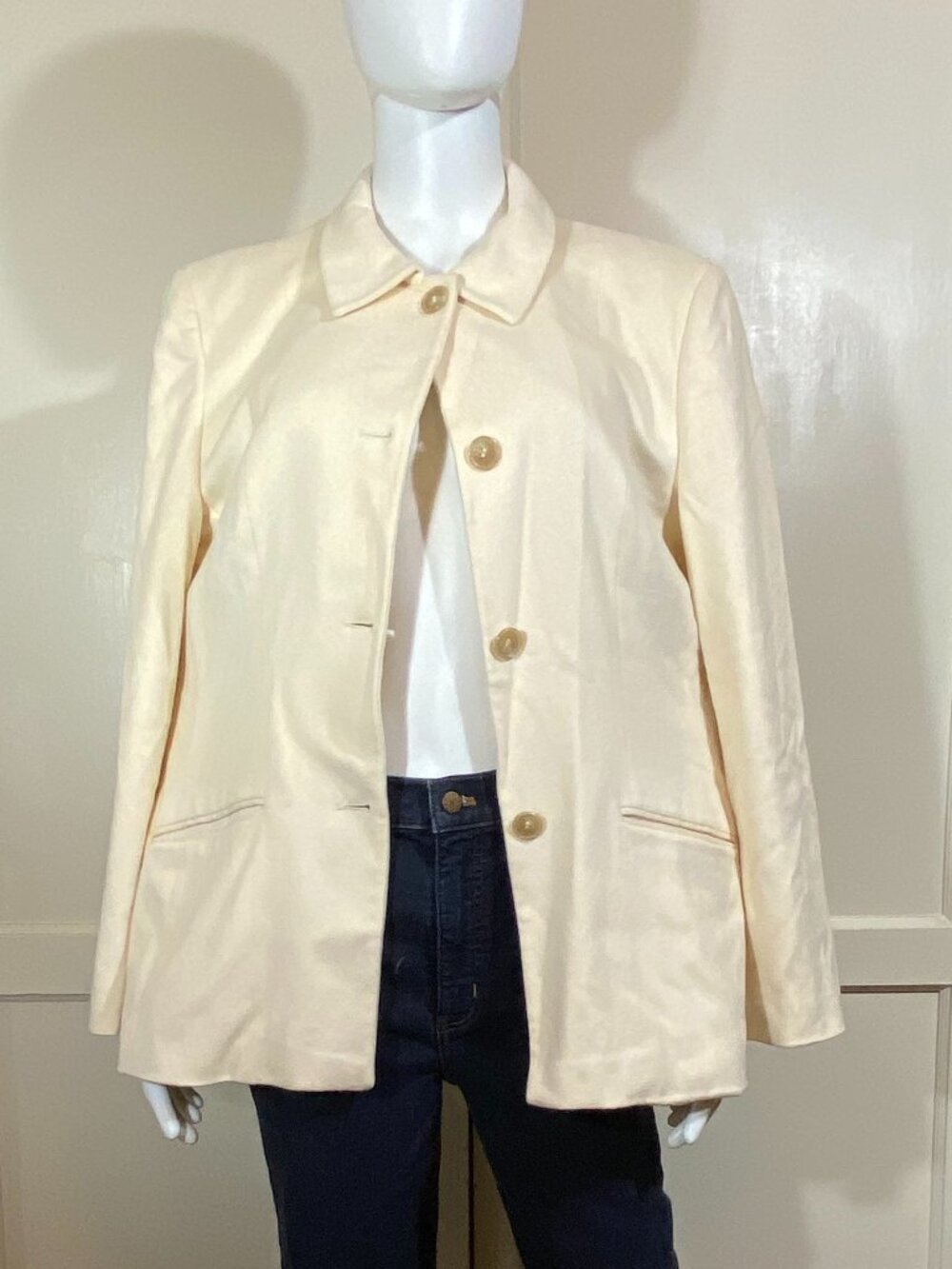 VINTAGE GIANLUCA ISAIA Napoli 100% Italian Cashmere Ivory Jacket Blazer Luxury L